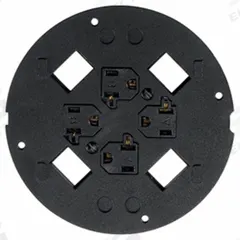 HUBBELL WIRING DEVICE-KELLEMS Floor Subplate: Round, Black, Cast Aluminum, Smooth (MPN S1SP4X4). Key specifications — attr211014: HUBBELL WIRING DEVICE-KELLEMS; attr1046648: Black; attr1046653: Round; attr1046654: Smooth; attr1046660: Cast Aluminum.