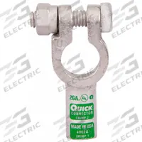FUSION Battery Terminal: Straight, Crimp, 2 ga, Green Color, Negative/Positive, Copper/Tin (MPN 4002U). Key specifications — Contact Material: Tin; Alignment: Straight; Color Code: Green; Connection Type: Crimp; Gauge: 2 ga; Polarity: Negative/Positive; Brand: FUSION.