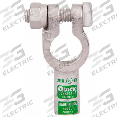 FUSION Battery Terminal: Straight, Crimp, 2 ga, Green Color, Negative/Positive - Straight Alignment