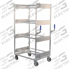 NEW AGE INDUSTRIAL Picking Cart: 800 lb, 34 in L x 20 in W Shelf, 4 Shelves, Gray/Off White (MPN 54116). Key specifications — Caster/Wheel Configuration: (2) Rigid; Brand: NEW AGE INDUSTRIAL.