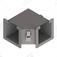 Wireway 90 Degree Elbow: 4 in Wd, 4 in Ht, 4 in, Hinged Cover with Quick-Release Latches, Steel (MPN F44LE9A). Key specifications — Cover Location: Inside; Brand: HOFFMAN; With Knockouts: No.