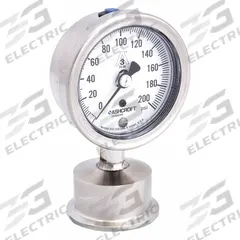 ASHCROFT Pressure Gauge: 0 psi to 200 psi, 2 1/2 in Dial, 1 1/2 in Tri-Clamp, Bottom, 1032S (MPN 25-1032S-15L-200). Key specifications — Brand: ASHCROFT; Case Material: 316L Stainless Steel; Lens Material: Polycarbonate; Pressure Gauge Type: Sanitary Pressure Gauge; Accuracy: ±1.50%; Includes Calibration Certificate: No; Series: 1032S; Vibration Resistance: Water Resistant.