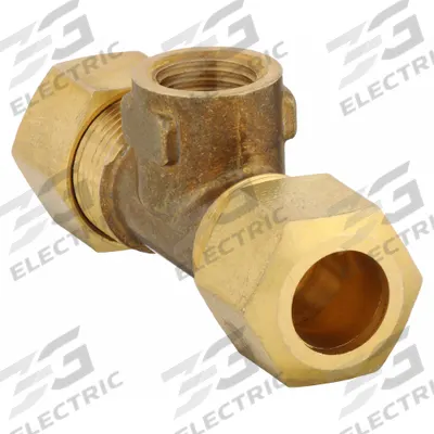 APPROVED VENDOR Compression Tee Fitting: 3/8 in OD x 3/8 in OD x 1/8 in Pipe Fitting Size - Low-Lead Standard Sleeve Brass Compression Fitting