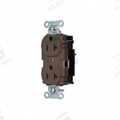 HUBBELL Receptacle: Hospital Grade, Duplex, 5-20R, Brown, 125V AC, 20 A - General Purpose Receptacles