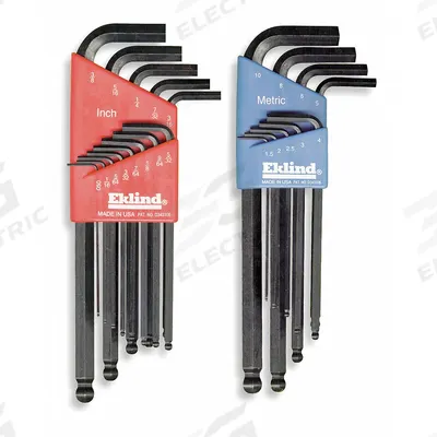 EKLIND Hex Key Set: 16 or More Pieces, Ball-Hex-L Long, L, Metric and SAE, Single Ball End - L-Shaped Hex Key Sets