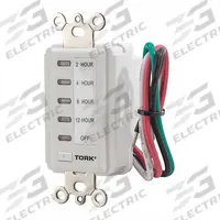 TORK Wall Switch Timer: 12 hr Max, 2 hr Min, SPST, 120V AC, No Wall Plate Included, White (MPN D212HW). Key specifications — Brand: TORK; Includes Hold: No Hold Included.