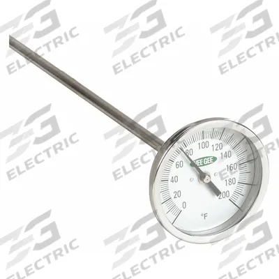 VEE GEE Compost Dial Thermometer: 0°F to 200°F, +/- 2°F, 36 in Stem Lg - Dial Thermometers for Compost