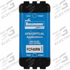 BUSSMANN Fuse: Class CF, FCF Series, Fast-Acting, 40 A, 600 V AC, 600 V DC, Non-Indicating (MPN FCF40RN). Key specifications — Brand: BUSSMANN; Series: FCF.