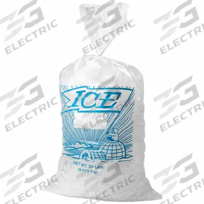 APPROVED VENDOR Ice Bags: Clear, LDPE, 9 in Wd, 3 in Dp, 1.2 mil Thick, Printed/Std