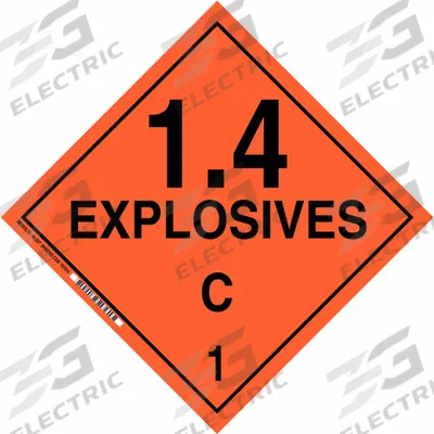 BRADY Container Placard: 1.4 Explosives C 1, 10 3/4 in x 10 3/4 in, 10 3/4 in Label Ht - Class 1: Explosives