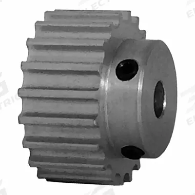 Dayton Timing Pulley: Curvilinear, Fixed, For HTD Timing Belt Section, For 9 mm Belt Wd - HTD Section Fixed-Bore Timing Pulleys with Hub
