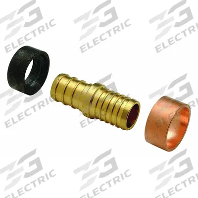 ZURN Barbed Fitting Coupling: 1/2 in ID x 1/2 in ID Size, Barbed x Barbed, Brass - Crimp-On Brass Barbed Tube Fittings