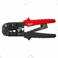 MILWAUKEE Crimper/Stripper: For RJ11/RJ12/RJ22/RJ45, 3 3/8 in Overall Lg, Non-Insulated (MPN 48-22-3074). Key specifications — attr470438: Crimper and Stripper; attr470441: STP/UTP and Telephone Cable; attr470442: RJ45; attr470440: Stripping Nest for Quicker Terminations; attr424247: MILWAUKEE.