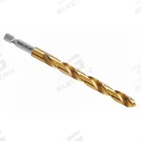 BOSCH Hex Shank Drill Bit: 3/8", 135° Split Point, TiN-Coated HSS, Impact Rated (MPN TI2151IM). Key specifications — attr1234973: Impact Rated; attr1234966: BOSCH; attr1234978: 0.3750.
