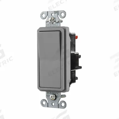 HUBBELL Wall Switch: Rocker Switch, 3-Way, Maintained, Gray, 120/277V AC - Rocker Wall Switches