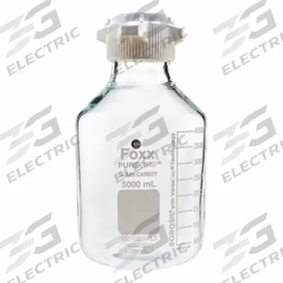 FOXX LIFE SCIENCES Narrow Mouth Round Glass Bottles - Safety Coated: Colorless, Glass, 5 L - Glass Jugs