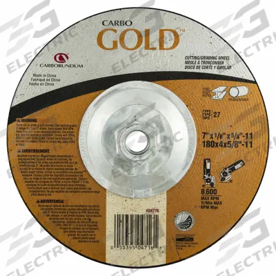 APPROVED VENDOR Cut-Off & Grinding Wheel: Type 27, 7" x 1/8" x 5/8"-11, Aluminum Oxide - General Purpose Combination Wheels for Carbon & Stainless Steel
