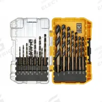 DEWALT Jobber Length Drill Bit Set: 21 Pc, 1/16" to 1/2", 135° Split Point, Black & Gold HSS (MPN DWA1181). Key specifications — attr1236168: ToughCase®+.