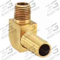 PARKER Barbed Fitting Elbow: 1/4 in ID x 3/16 in ID Size, Barbed x MNPT, Brass, Rigid, Std Barb (MPN QL129HB-4-4). Key specifications — Brand: PARKER.