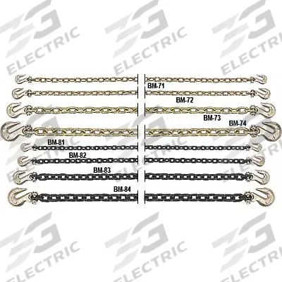 B/A PRODUCTS CO. Straight Chain: 3/8 in Trade Size, 70 Chain Grade, Steel, Grab Hook - High-Strength Grade-70 Load Securing-Chains