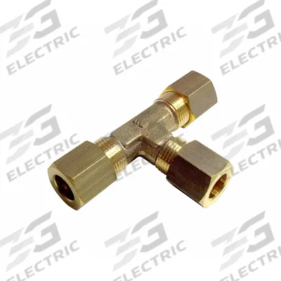 LEGRIS Compression Tee Fitting: 16 mm OD x 16 mm OD x 16 mm OD Fitting Size, Brass - Standard Sleeve Brass Compression Fittings