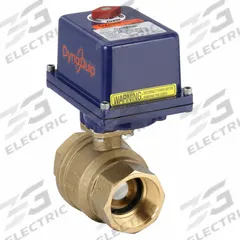 DYNAQUIP CONTROLS Electrically Actuated Two-Way Ball Valve: 2 in, Brass, 120V AC, FNPT x FNPT (MPN 189028B.1). Key specifications — Included Mounting: ISO 5211 Actuator Mounting Pad; Brand: DYNAQUIP CONTROLS; Stem Material: Stainless Steel; Actuator Features: Manual Override.