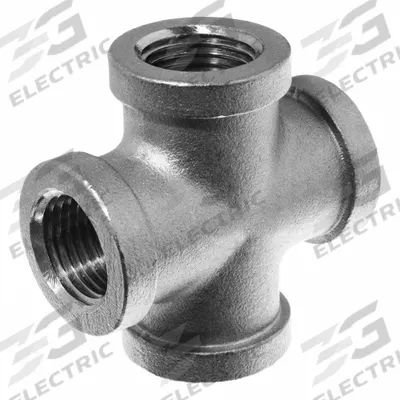 USA INDUSTRIALS Metal Pipe Cross: Cross, 1/4 in x 1/4 in x 1/4 in x 1/4 in, Class 125 - Chrome-Plated Threaded Low-Pressure Pipe Fittings