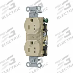 BRYANT Receptacle: Duplex, 5-15, Ivory, 125V AC, 15 A, 2 Pole / 3 Wire (MPN CRS15ITR)