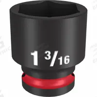 MILWAUKEE Standard Impact Socket: 1/2 in Drive Size, SAE, 1 3/16 in Socket Size, 6-Point, Std (MPN 49-66-6213). Key specifications — attr1215501: MILWAUKEE; attr1215515: Black Phosphate; attr1215518: 1-3/16 in.