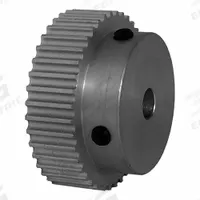 DAYTON Timing Pulley: Modified Curvilinear, Fixed, For GT Timing Belt Section, For 6 mm Belt Wd (MPN 40-3P06-6A3). Key specifications — Brand: DAYTON; Finish: Clear Anodized; For Belt Series: Powerhouse®.