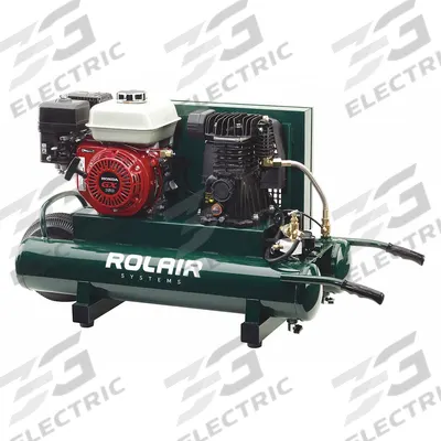 ROLAIR Portable Gas Air Compressor: 1 Stage, 5.5 hp Engine, Honda, 11 cfm @ 90 psi - Wheeled Portable Engine Driven Air Compressors