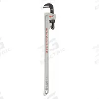 MILWAUKEE Pipe Wrench: Aluminum, 1 1/2 in Jaw Capacity, Serrated, 10 in Overall Lg, Ergonomic (MPN 48-22-7213). Key specifications — attr309808: Ergonomic; attr309815: Aluminum; attr324941: MILWAUKEE.