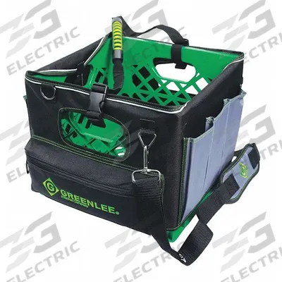 GREENLEE Tool Bag: 13 in W x 13 in D x 11 in H, Black, Polyester, 11 Pockets - Polyester Tool Totes