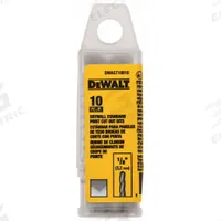DEWALT Cut-Out Bit: High Speed Steel, 1/8 in Drill Bit Dia, 1 3/8 in Cutting Dp, 10 PK (MPN DWAST18010). Key specifications — attr1254788: DEWALT; attr1254791: High Speed Steel; attr1254800: Drywall.