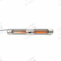 HEATMATE Double Patio Graphite Heater: 1450 W Watt Output, 120V AC, 1 Phase, Plug-In, Black/Silver (MPN HME-GD15). Key specifications — Wattage Output: 1450 W; Voltage: 120V AC; Brand: HEATMATE; Electrical Connection: Plug-In; Element Type: Radiant Graphite; Housing Color: Black/Silver; Housing Material: Aluminum/Plastic; Overall Dimensions - L x W x D: 45.6 in x 5.3 in x 5.3 in.