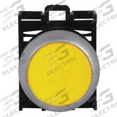 EATON Flush Push Button: 22 mm Mounting Size, Non-Metallic, Momentary (MPN M22-DL-Y). Key specifications — Brand: EATON; Action: Momentary; Series: M22; Push Button Material Type: Non-Metallic.