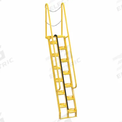 VESTIL Alternating Tread Stairs: 11.5 ft Overall Ht, Steel, 350 lb Load Capacity - Space-Saving Alternating-Tread Steel Stairs