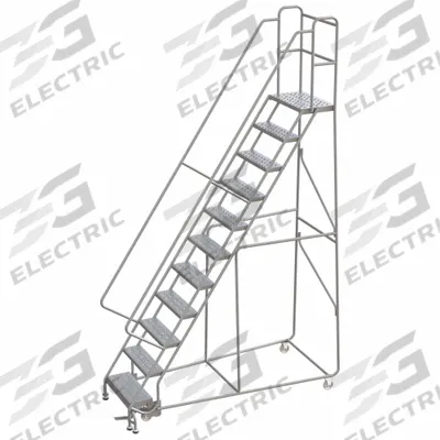 BALLYMORE Rolling Ladder: 9.2 ft Platform Ht, Assembled, Aluminum, Manual Lock - Aluminum Manual-Lock Ladders