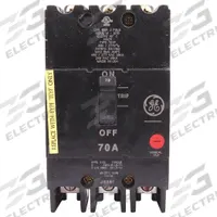 GE Molded Case Circuit Breaker: 70 A Amps, 18kA at 277/480V AC, Fixed, Lug, ABC (MPN TEYF370). Key specifications — Series: TEY; Max. AIR Rating: 18kA at 277/480V AC; Instantaneous Trip: Fixed; Terminal Connection: Lug; Phase Connection: ABC.