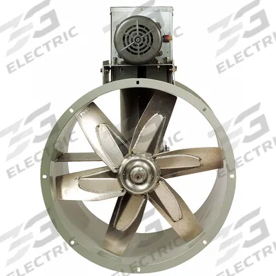 Dayton Tubeaxial Fan: Clean Air, 24 in Blade, 7,085 cfm @ 0.000 in SP, 115/230V AC - Clean Air Belt-Drive Fans with Drive