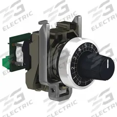 SCHNEIDER ELECTRIC Potentiometer: 22 mm Panel Mounting Size, 470,000 ohm Max Resist Rating (MPN XB4BD912R470K). Key specifications — Manufacturer Part Number: XB4BD912R470K; Series: XB4; Brand: SCHNEIDER; Knob Style: Standard; Bezel Style: Metallic (Black).