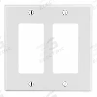 HUBBELL Wall Plate: Decorator-Rocker, 2 Gang, White, Std Size (MPN P262W). Key specifications — Brand: HUBBELL; Material: Polycarbonate.