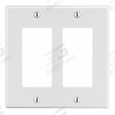 HUBBELL Wall Plate: Decorator-Rocker, 2 Gang, White - General Purpose Wall Plates