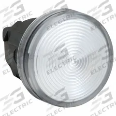 SCHNEIDER ELECTRIC Pilot Light Head: 22 mm Panel Mounting Hole Dia, White, Fresnel, LED, XB4 Series (MPN ZB4BV013S). Key specifications — Brand: SCHNEIDER; Compatible Lamp Module Type: Universal LED Module; Compatible with Series: XB4.