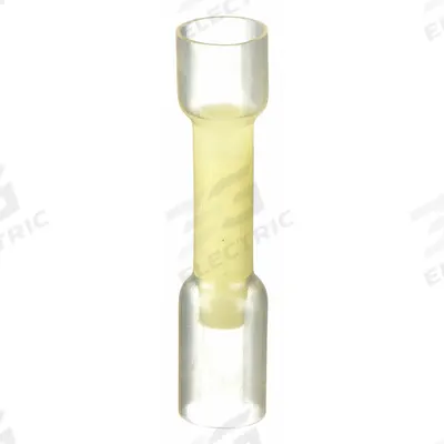 VELVAC Butt Splice Connector: Yellow, Nylon with Heat Shrink, For Wire Size 12 AWG – 10 AWG - Insulated Butt Splice Connectors with Heat Shrink