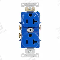 LEVITON Duplex Receptacle Outlet: Duplex, 5-20, Blue, 125V AC, 20 A, 2 Pole / 3 Wire (MPN 5362-S1B)