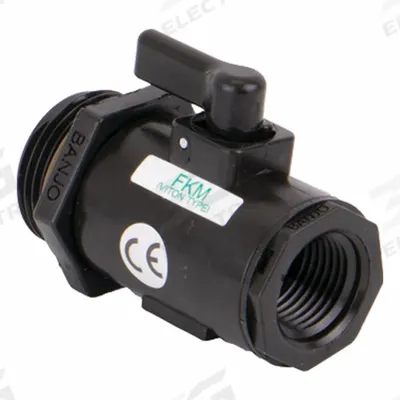 BANJO Manual Two-Way Ball Valve: 1/2 in, Straight, FNPT x MNPT, 300 psi Max. Pressure (CWP) - Polypropylene Ball Valves