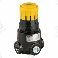 PARKER Regulator: Zinc, 1/4 in NPT, 15 scfm, 0 psig to 60 psig, 300 psig Max Op Pressure, Knob (MPN 14R111FC). Key specifications — attr111664: No; attr111400: 14; attr111627: PARKER.