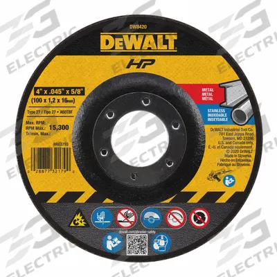 DEWALT Depressed Center Cut-Off Wheel: Type 27, 4" x 0.045" x 5/8", Aluminum Oxide - General Purpose Cut-Off Wheels for Carbon & Stainless Steel
