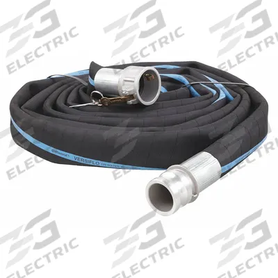 CONTINENTAL Water Discharge Hose: 1 1/2 in Hose Inside Dia., 125 psi, Black - EPDM Water Suction & Discharge Hose Assemblies with Spiral-Plied Synthetic Fabric Reinforcement